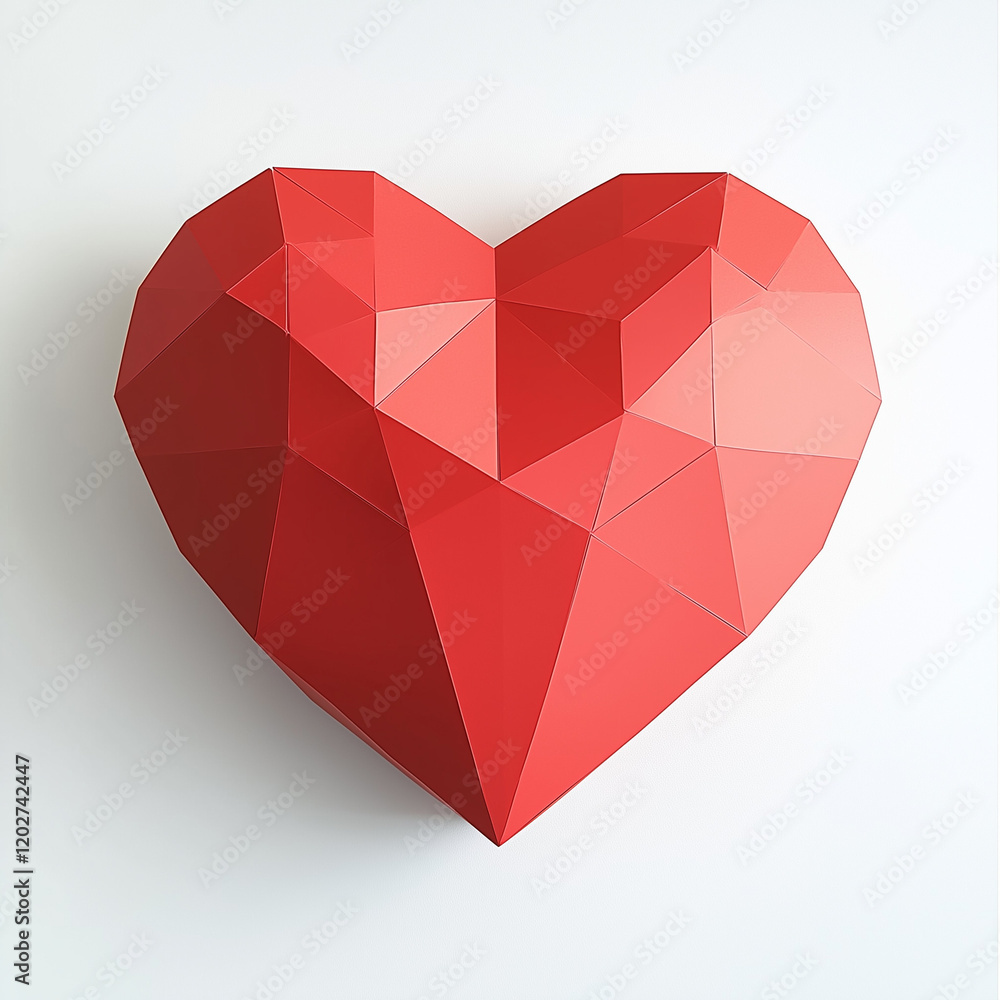 A 3D red heart on a white background in a simple paper-cut style.Minimal creative Valentine's Day concept. Copy space, flat lay. A 3D red heart on a white background in a simple paper-cut style.Minimal creative Valentine's Day concept. Copy space, flat lay.