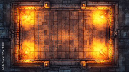 Fiery Battle Map Game: Ancient Stone Arena