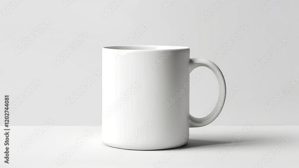 Fototapeta premium White mug, plain background, studio shot, mockup design