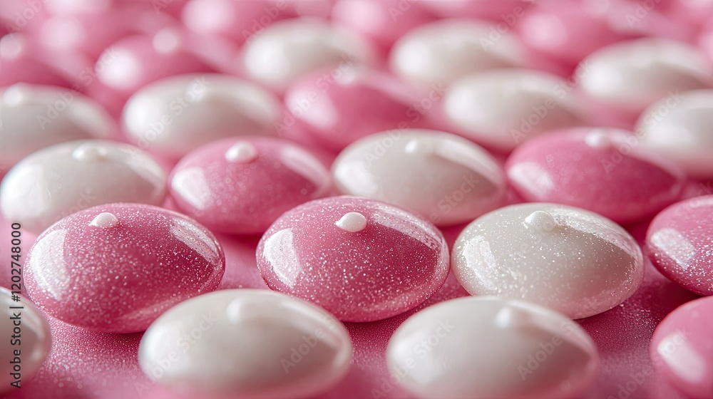 Pink and white glittery stones arranged in rows Pink and white glittery stones arranged in rows