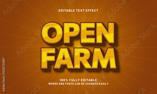 open farm editable text effect with a farm grass and fresh theme
