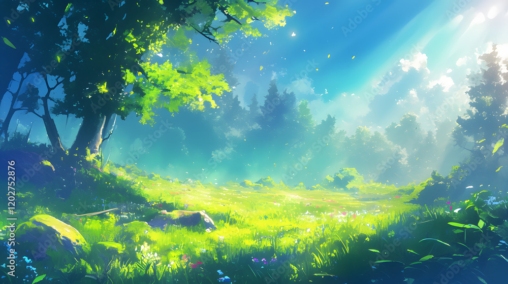 Obraz premium sunlight in the forest landscape