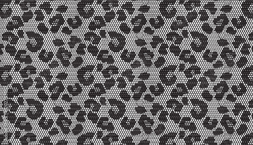 Black Leopard Print Lace Fabric
