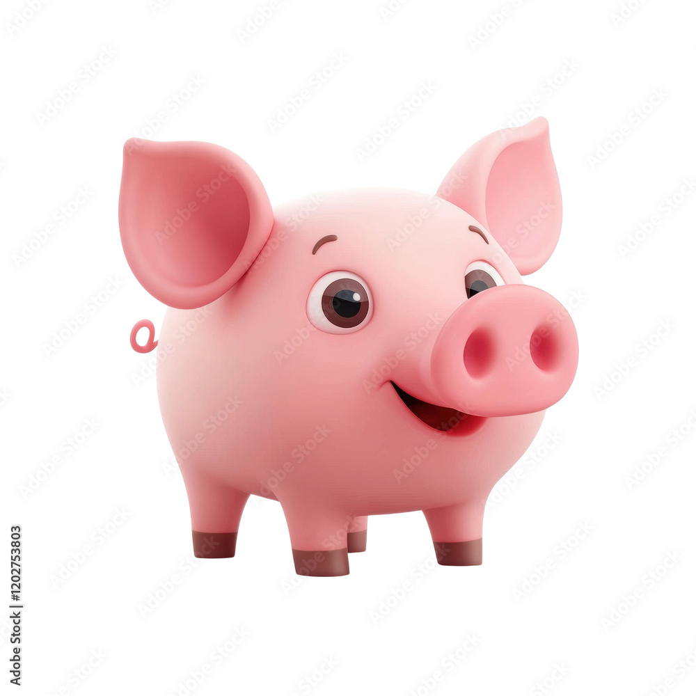 Cute cartoon pig character with a cheerful expression Cute cartoon pig character with a cheerful expression