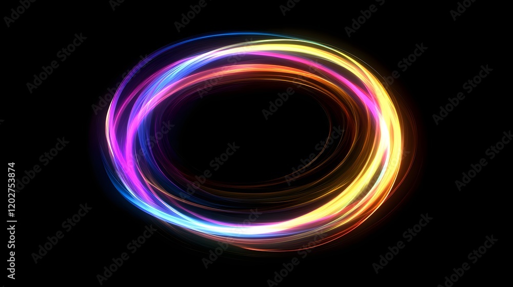 Abstract Neon Light Circles Glowing Brightly Abstract Neon Light Circles Glowing Brightly