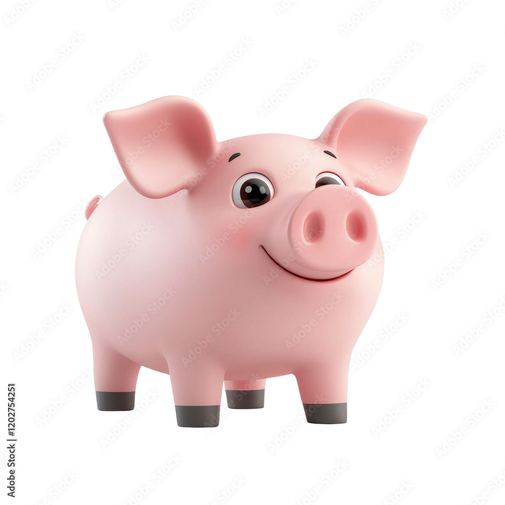 Cheerful cartoon pig character with a friendly smile Cheerful cartoon pig character with a friendly smile