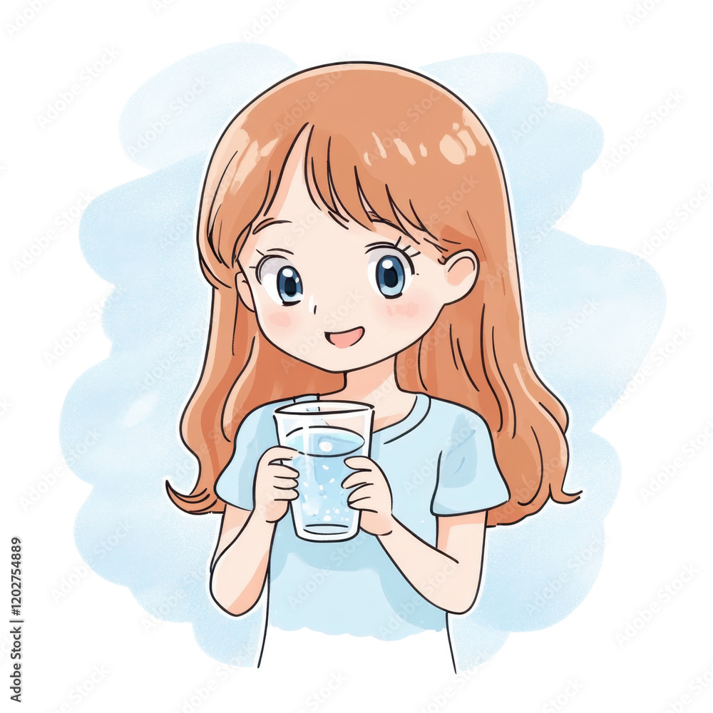 Young Girl Holding a Glass of Water Young Girl Holding a Glass of Water