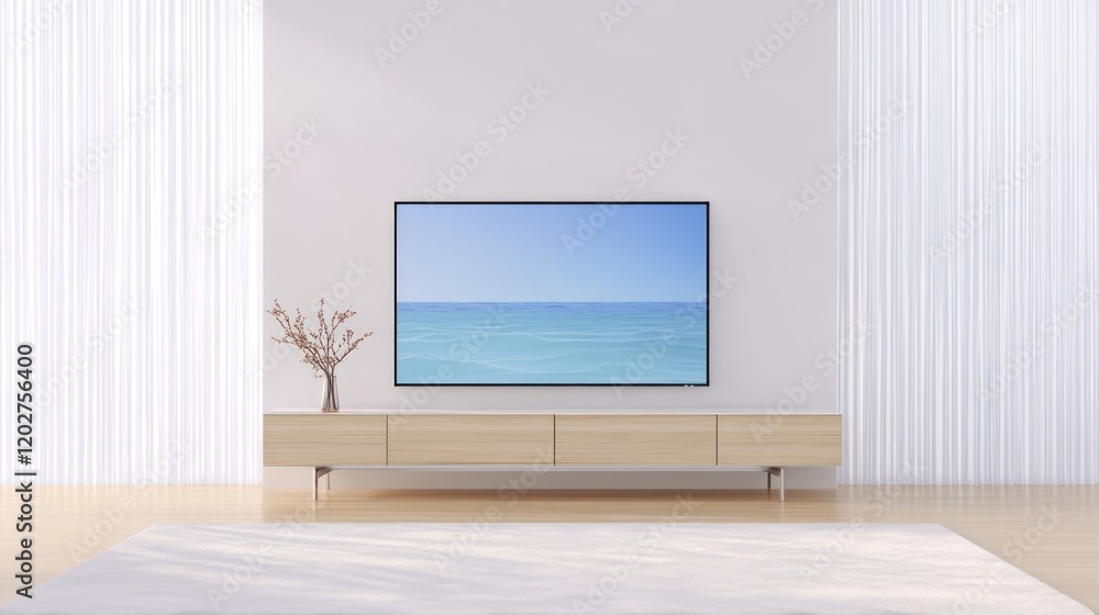 Modern Living Room Interior with LCD - 3D Render Modern Living Room Interior with LCD - 3D Render