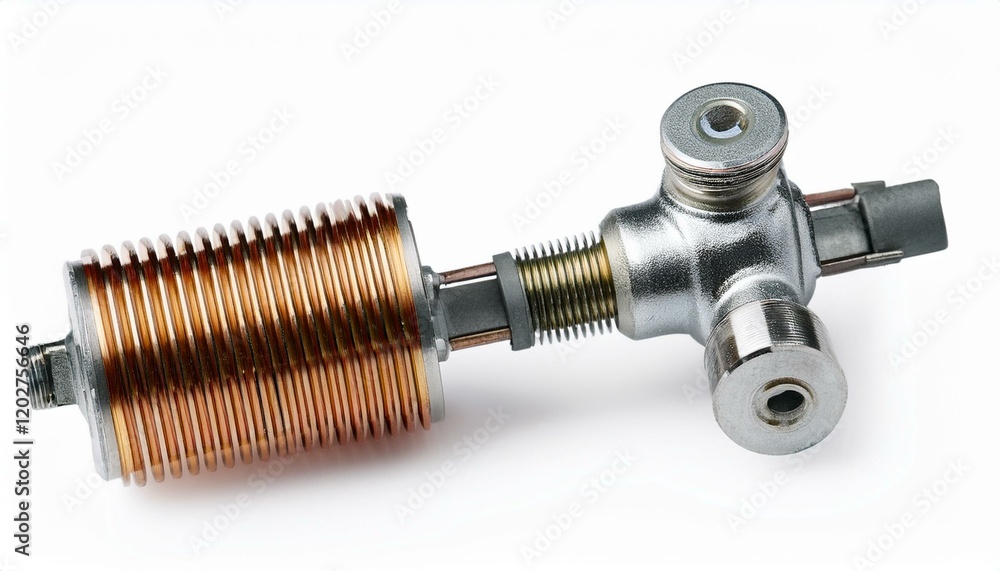 Close-up of a metallic device with copper coils. Close-up of a metallic device with copper coils.