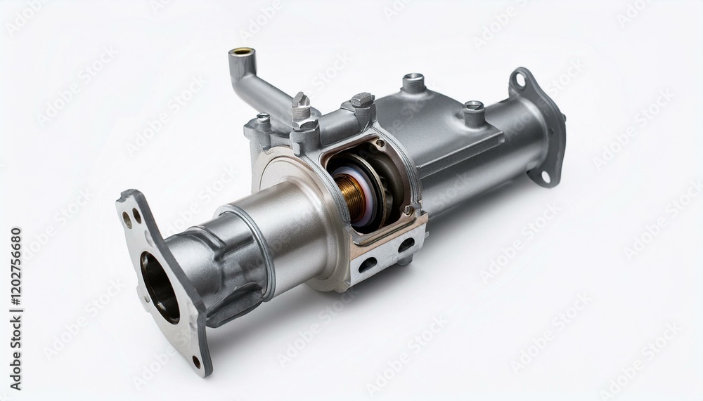 Detailed close-up of an automotive component, showcasing its intricate internal mechanism. Detailed close-up of an automotive component, showcasing its intricate internal mechanism.
