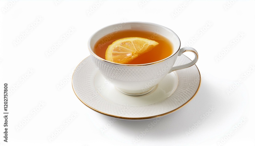 A cup of tea with lemon, a perfect afternoon treat. A cup of tea with lemon, a perfect afternoon treat.