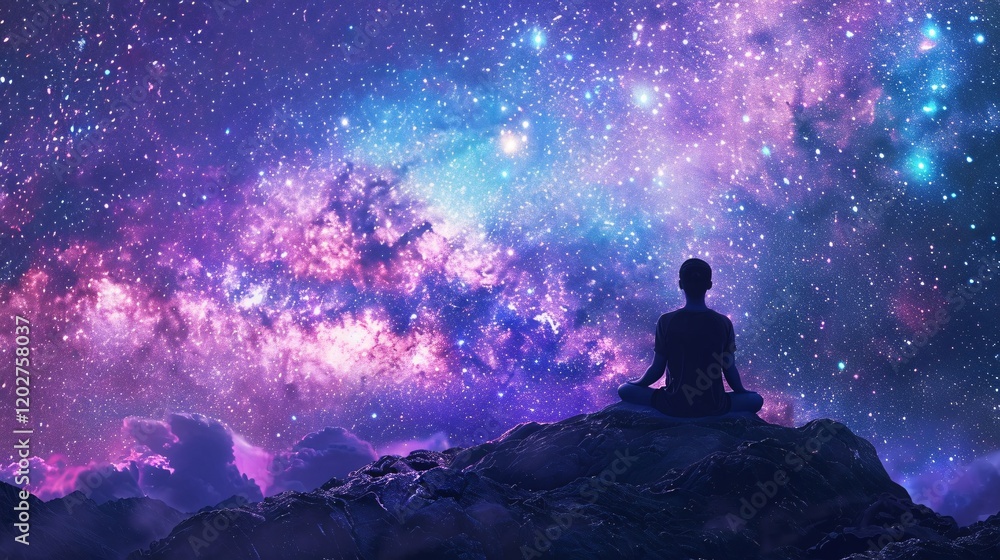Bohemian-style meditation under the Milky Way with harmonized energy fields and light Bohemian-style meditation under the Milky Way with harmonized energy fields and light