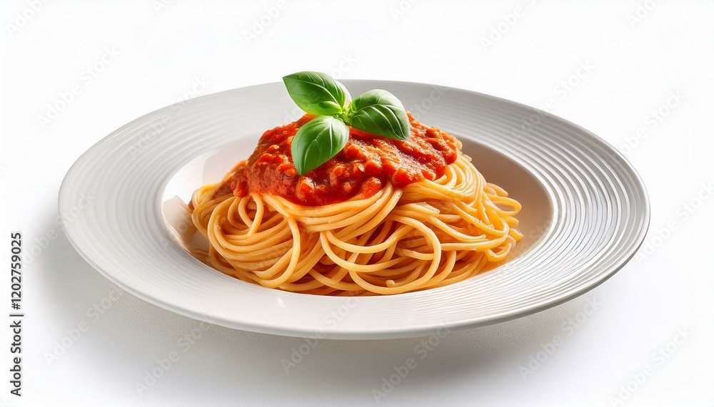 A plate of spaghetti with tomato sauce and basil. A plate of spaghetti with tomato sauce and basil.