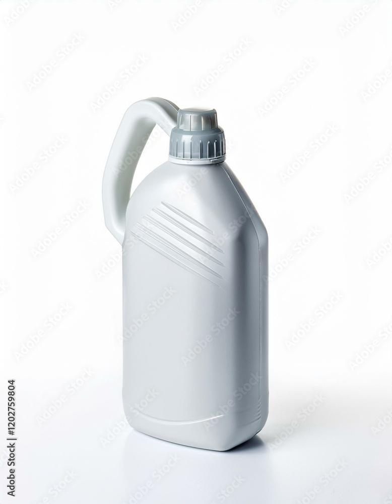 White plastic bottle with handle, clean design. White plastic bottle with handle, clean design.