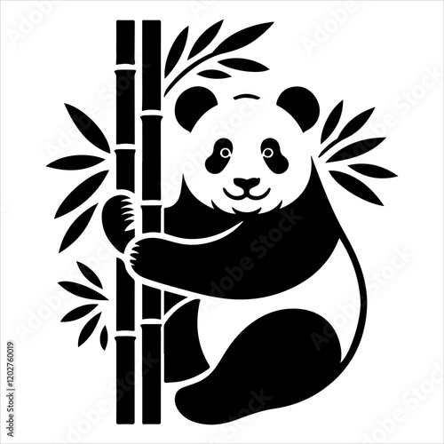 Minimal panda silhouette vector. Bear vector icon. Panda silhouette icon on a white background.