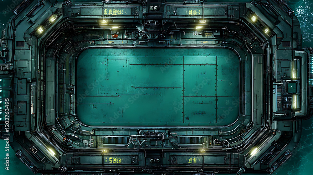 Obraz premium Futuristic Spaceship Interior Battle Map Game Design