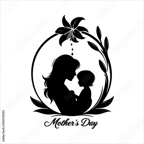 Mother's day silhouette vector. Mother's day logo icon. Silhouette vector of mother's day illustrations