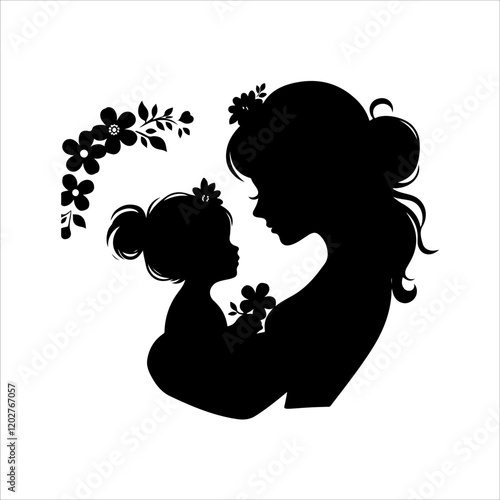 Mother's day silhouette vector. Mother's day logo icon. Silhouette vector of mother's day illustrations