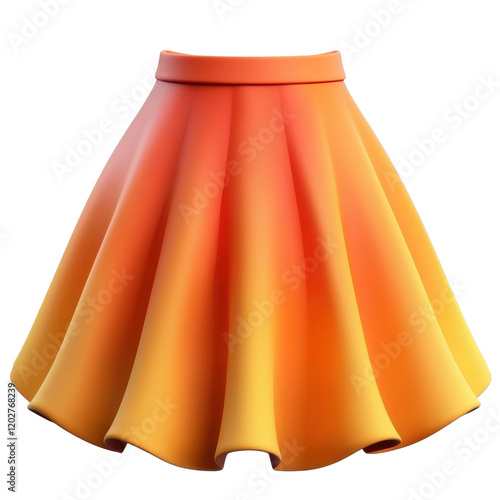 Vibrant orange gradient flared skirt design
