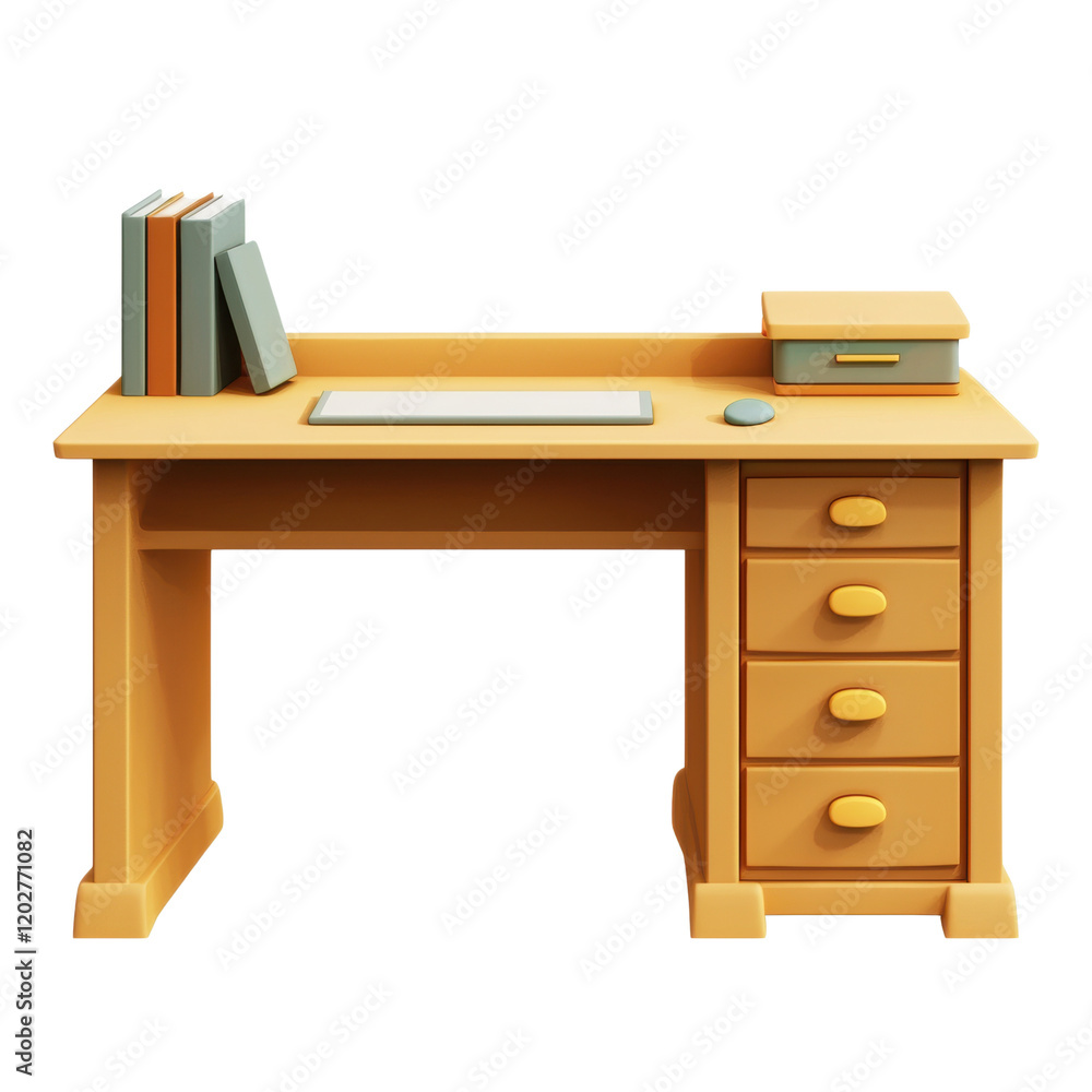 Fototapeta premium Stylish orange desk with books and storage