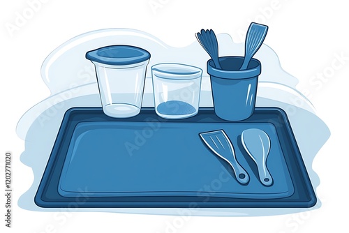 Baking Ingredients and Utensils on a Tray