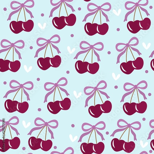 seamless cherry pattern photo