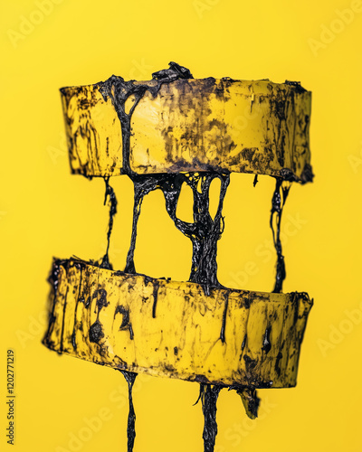 Abstract art with yellow and black textures photo