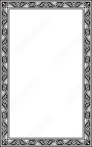Vector black monochrome square stencil classic byzantine ornament. Rectangle, border, Ancient Greece, Eastern Roman Empire frame. Decoration of the Russian Orthodox Church