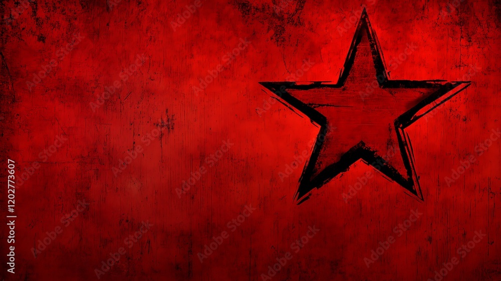 Fototapeta premium Red Background With A Large Painted Star