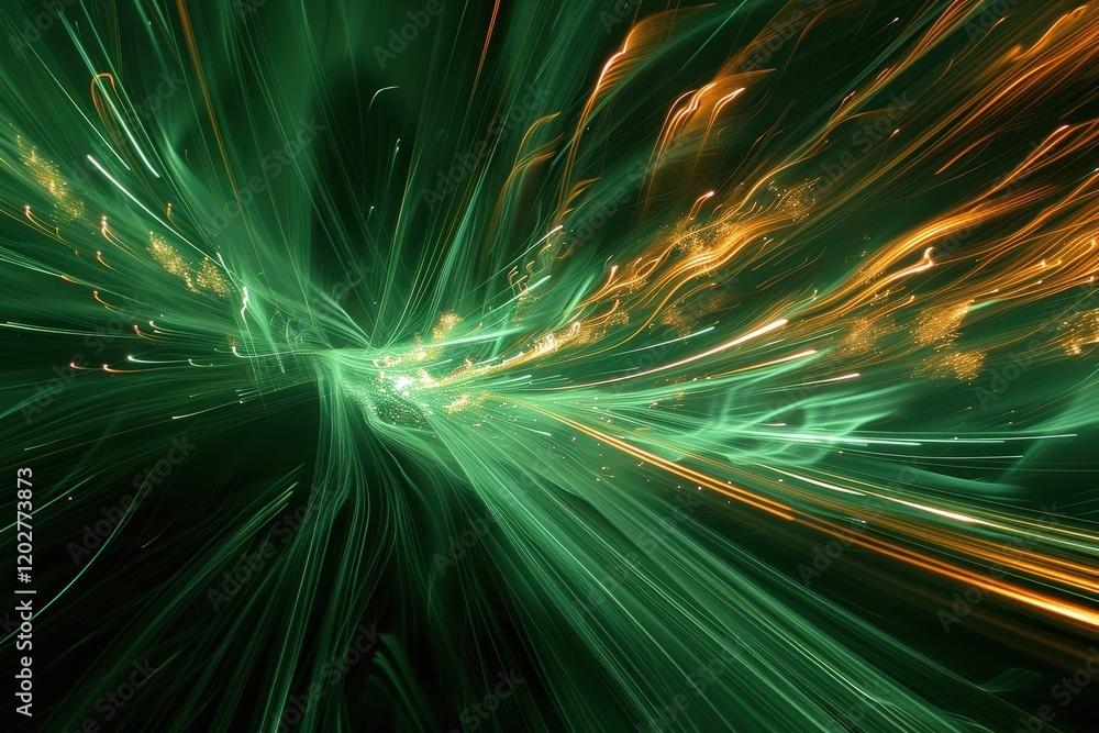 A green and orange light show with a lot of movement A green and orange light show with a lot of movement