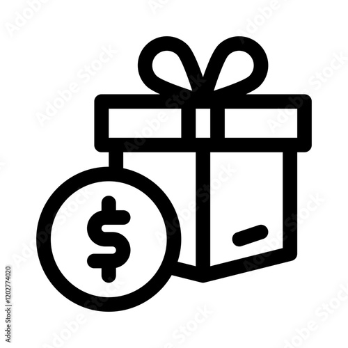 Gift Box with Money line icon