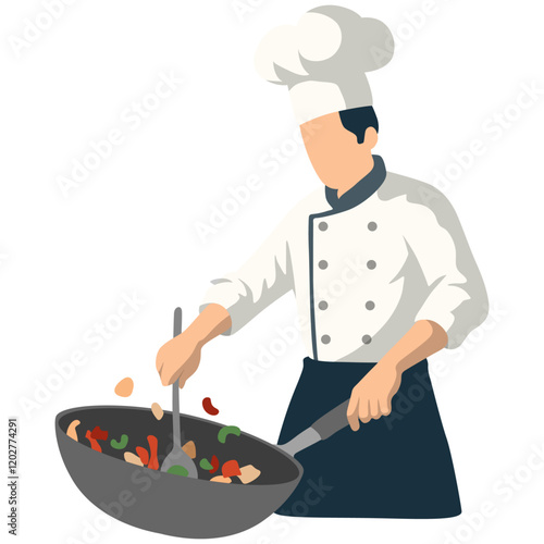 Male Chef Cooking Illustration.