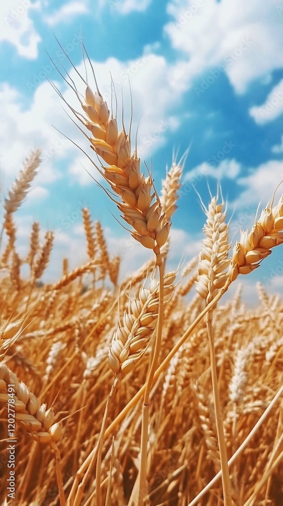 Golden wheat field basks in bright sunlight vibrant summer colors. AI Generated Golden wheat field basks in bright sunlight vibrant summer colors. AI Generated