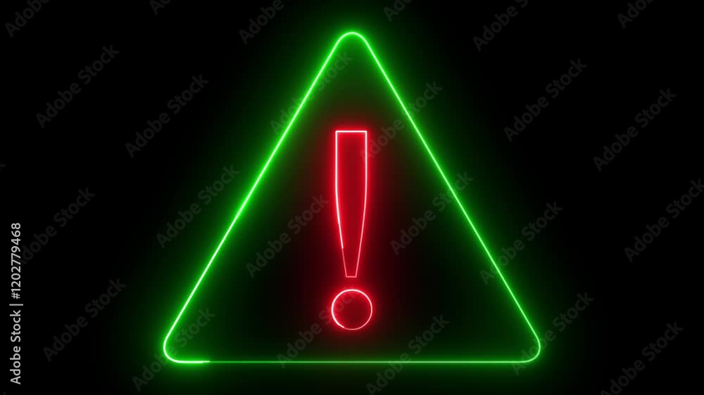 red green color neon glowing warning attention icon animation stop risk alert error danger road warning sign animated sign symbol on black background red green color neon glowing warning attention icon animation stop risk alert error danger road warning sign animated sign symbol on black background