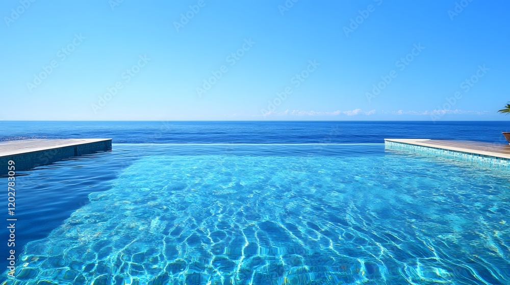 Infinity Pool Overlooking a Tranquil Ocean Scene Infinity Pool Overlooking a Tranquil Ocean Scene