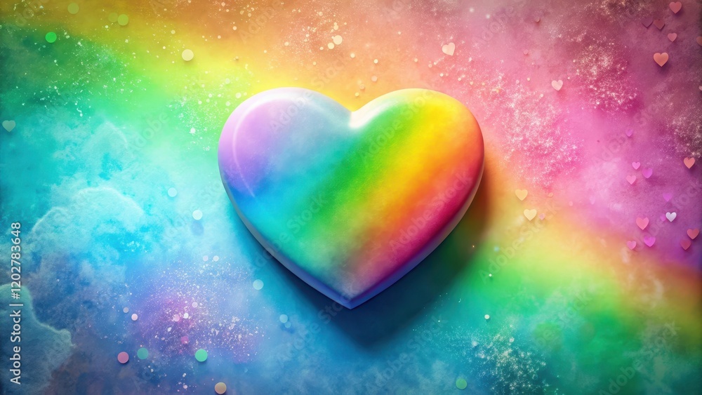 Obraz premium Rainbow Heart on a Colorful Background with Scattered Confetti