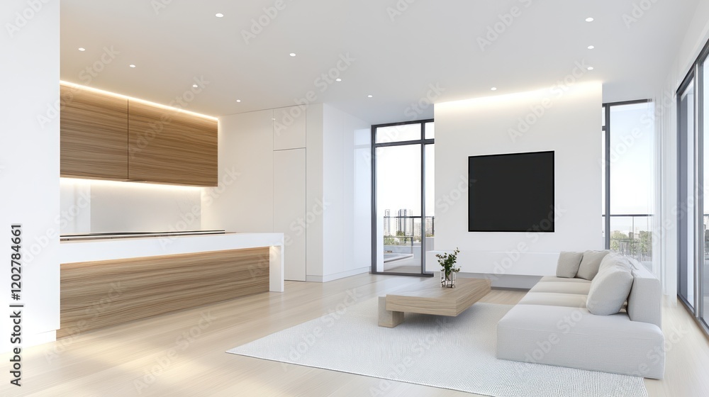 Sleek 3D Render of Contemporary Apartment Interior Sleek 3D Render of Contemporary Apartment Interior