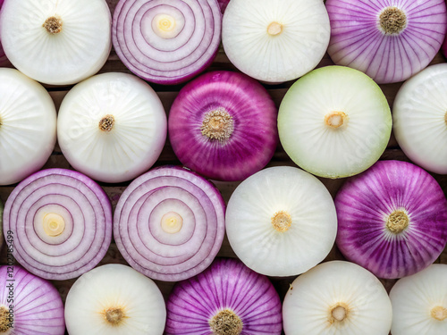 onion background. garlic, food, vegetable, onion, fresh, white, spice, ingredient, healthy, organic, isolated, bulb, market, cooking, raw, vegetarian, nutrition, purple, clove, health, natural, red, r photo