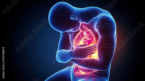 A digital representation of a human figure with a glowing, anatomical heart.