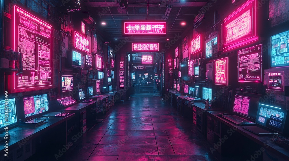 Neon-Drenched Cyberpunk Alley: A Digital Metropolis at Night Neon-Drenched Cyberpunk Alley: A Digital Metropolis at Night
