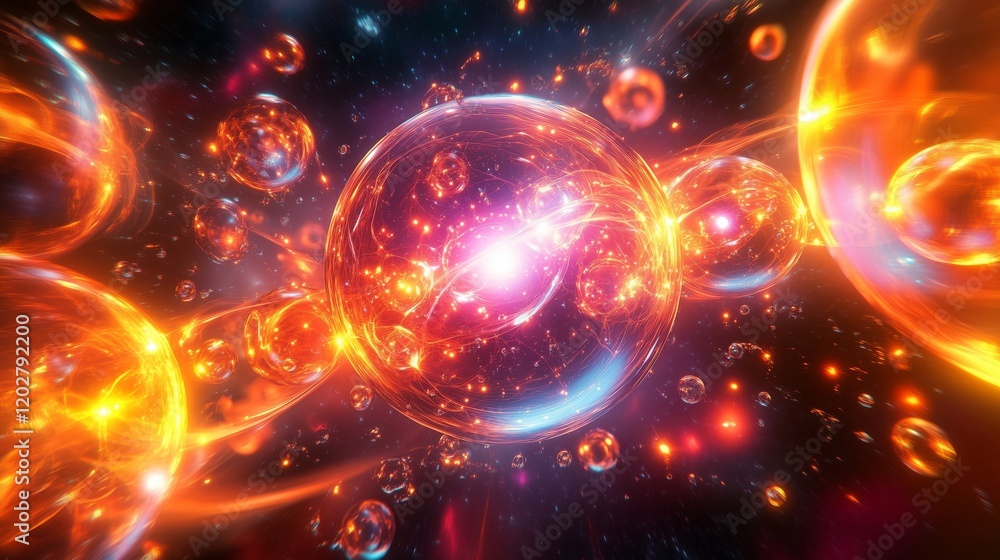 Fototapeta premium Exploring Vibrant Cosmic Bubbles in Energetic Space Scene