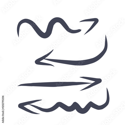Arrows set doodles handrawn art lines 