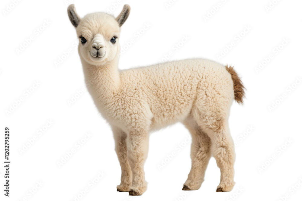 Obraz premium Baby llama standing on a white background