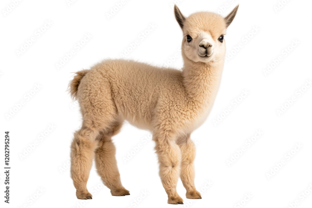 Fototapeta premium Baby llama standing on a white background
