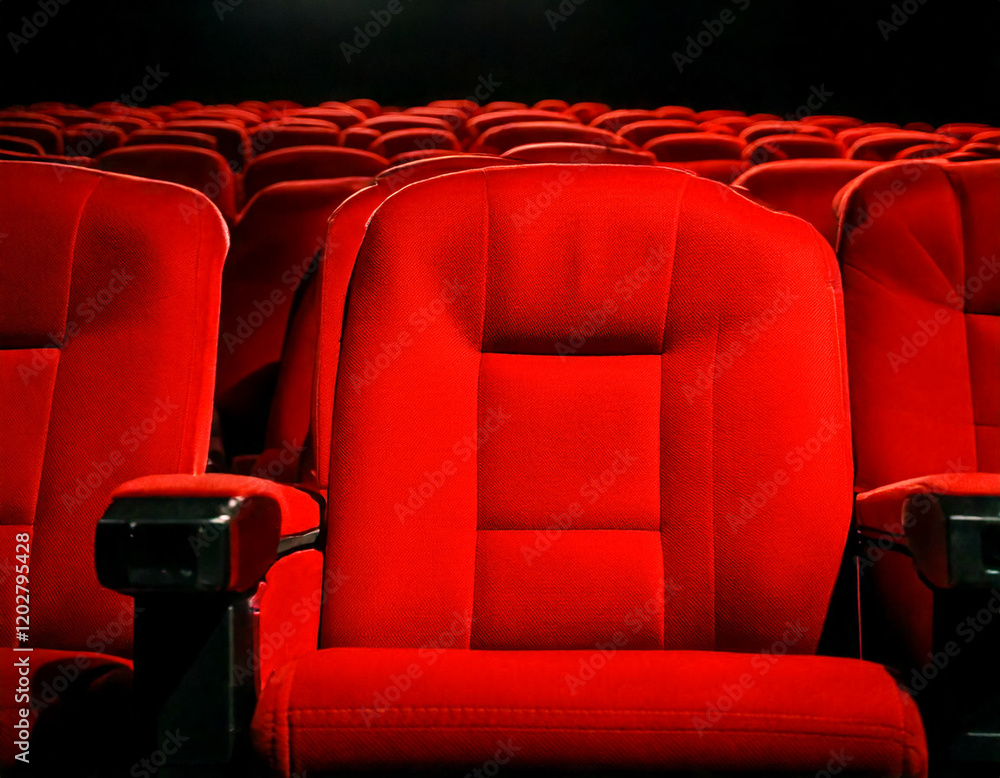 Fototapeta premium 赤いシートの映画館イメージ
