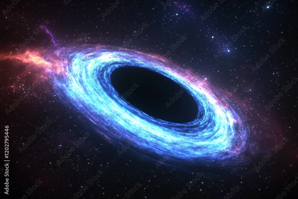 Blue and red starry sky with a large hole in the middle Blue and red starry sky with a large hole in the middle