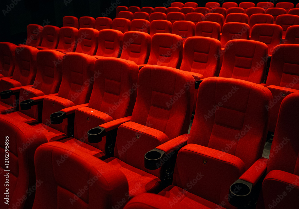 Fototapeta premium 赤いシートの映画館イメージ