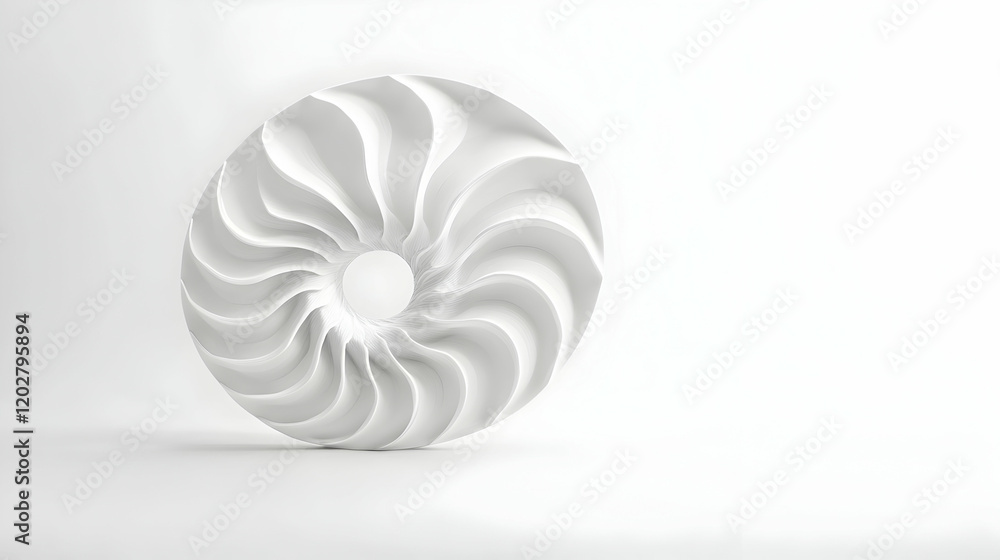 Abstract white swirl sculpture on white background; clean design for website, tech, or art Abstract white swirl sculpture on white background; clean design for website, tech, or art