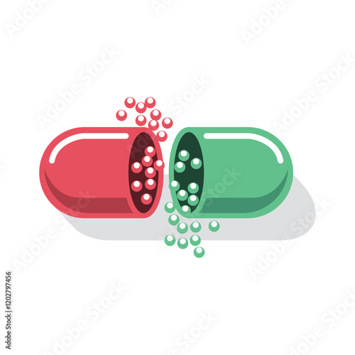 Capsule vector, powder falling form capsule vector, logo design element