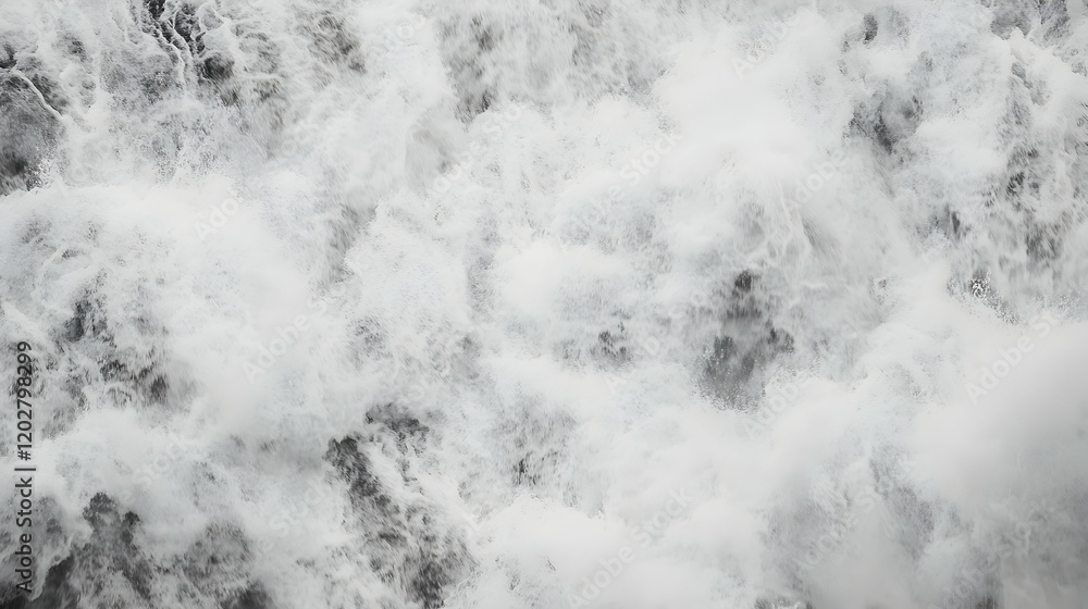 Obraz premium Close-up of churning whitewater rapids, nature texture background for design